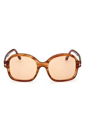 Tom Ford Hanley 57mm Photochromic Butterfly Sunglasses in Shiny Amber/Brown Chromic at Nordstrom Rack