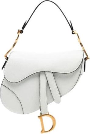 Dior Pre-owned Saddle - Dames - Vintage Schoudertas - Wit - ONE Size - Leer - Vintage