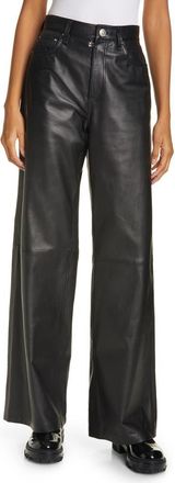 Rag & Bone High Waist Wide Leg Leather Pants in Blk at Nordstrom Rack, Size 24