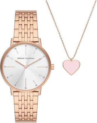 A|X Armani Exchange Three-Hand Quartz Silver Dial Ladies Watch AX7145SET