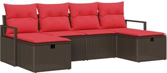 vidaXL Juego De Sof&aacute; 6 Uds. 6-n&uacute;mero De Plazas Marr&oacute;n Y Rojo Vidaxl
