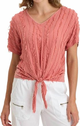Xcvi Curine V-Neck Tie-Front Tee In Cherry Fizz