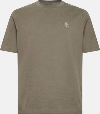 Brunello Cucinelli BRANDED COTTON T SHIRT Size: XL, colour: BLACK