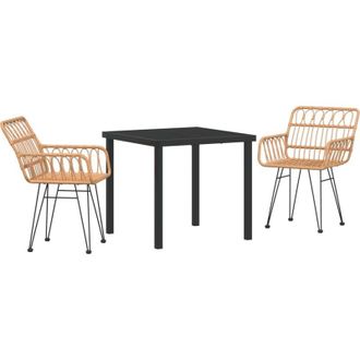 vidaXL Conjunto De Comedor De Jard&iacute;n 3 Pcs Marr&oacute;n Polirat&aacute;n Vidaxl