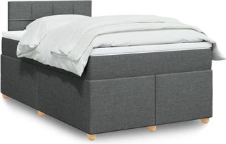 vidaXL Cama Box Spring Con Colch&oacute;n Tela Gris Oscuro 120x200 Cm Vidaxl