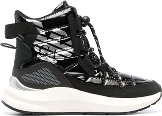 Emporio Armani Black Mountain Cross Quilted Reflective Accents Ankle Boots
