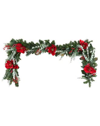 Creative Displays Inc. Handcrafted 9Ft Holiday Garland With Magnolias, Eucalyptus & Berries