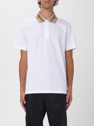 Burberry Polo in cotone con collo check Burberry
