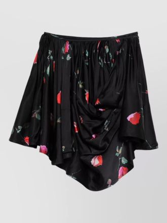 Ganni floral draped mini skirt asymmetric hem