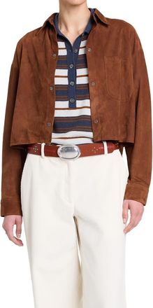 TWP Little Big Joe Leather Shirt in Cigar at Nordstrom, Size X-Large