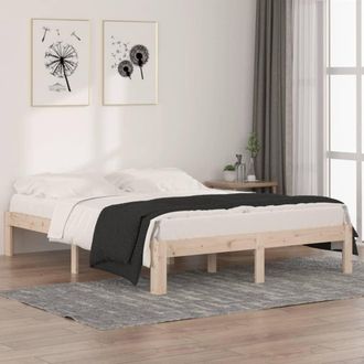 vidaXL Estructura De Cama Doble Sin Colch&oacute;n Madera Maciza 150x200 Cm Vidaxl