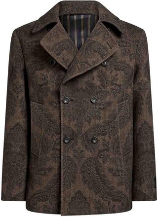 Etro Double-Breasted Caban With Paisley Print