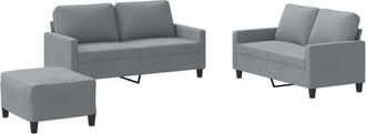 vidaXL Vidaxl - Juego De Sof&aacute;s Con Cojines 3 Piezas Tela Gris Claro
