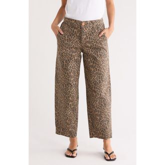 Democracy AbSolution High Waist Relaxed Barrel Leg Jeans in Brown/Black Multi at Nordstrom Rack, Size 10