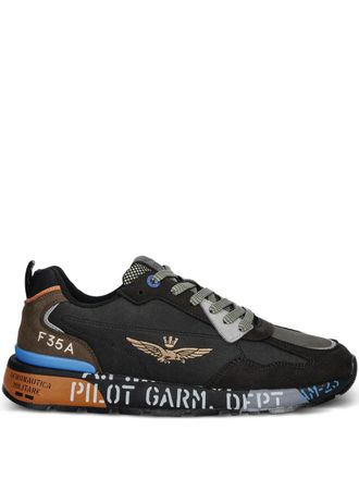 Aeronautica lettering-print sneakers - Nero