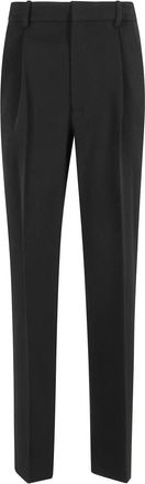 Victoria Beckham Pleated Virgin Wool Trousers - female - Victoria Beckham - Slim-fit Trousers - Black - XS - Trousers
