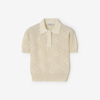 Burberry Check Wool Silk Polo Shirt