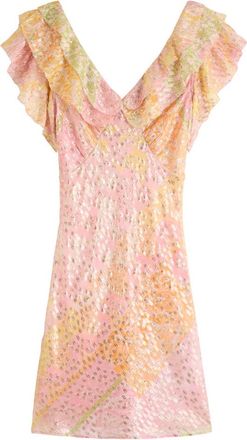 Never Fully Dressed Tilda Printed Chiffon Mini Dress - Pink - 16 (UK16 / XL)