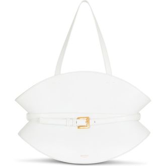 Balmain Medium Shuffle bag in calfskin leather in White at Nordstrom