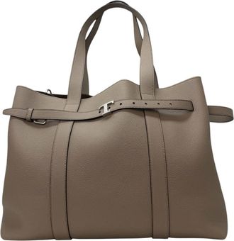 Tod's Tim Briefcase Grande - Dames - Shoppers - Beige - ONE Size - Leer - Tassen