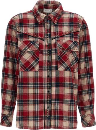 P.A.R.O.S.H. Multicolor Plaid Studded Cotton Western Shirt