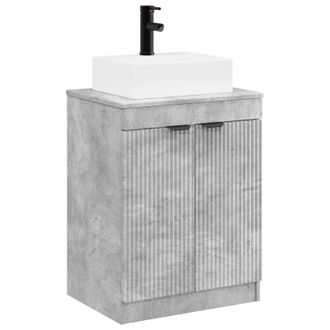 vidaXL Juego De Muebles De Ba&ntilde;o Gris Hormig&oacute;n Madera De Ingenier&iacute;a Vidaxl