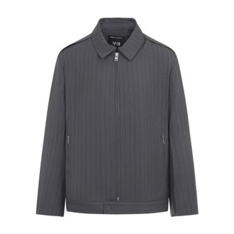Yohji Yamamoto Bomber Jackets, male, Gray, Size: XL Pinstripe Refined Wool UT Blouson