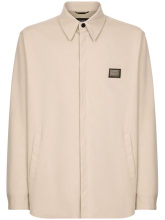 Dolce & Gabbana logo-appliqu&eacute; shirt jacket - Neutrals