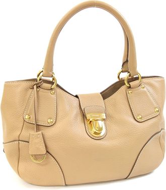 Prada Beige Leather Handbag Tote Bag (Pre-Owned)