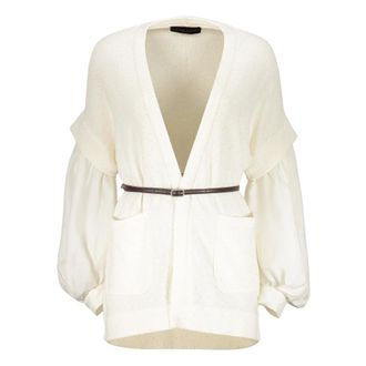 Fabiana Filippi Cardigans, female, Beige, XS, Sequin Embellished Cardigan with Silk Sleeves