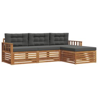 vidaXL Conjunto De Sof&aacute;s De Exterior Con Coj&iacute;n Natural Y Antracita Vidaxl
