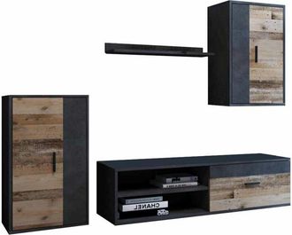 Home Heavenly Home Heavenly - Mueble Sal&oacute;n Modular Bosco, Conjunto Completo De Estilo N&oacute;rdico Minimalista. Color: Roble Canadian-gris