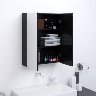 vidaXL Armadietto a Specchio per Bagno 60x15x75 cm mdf Nero Lucido - Vidaxl