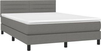 vidaXL Cama Box Spring Con Colch&oacute;n Tela Gris Oscuro 140x190 Cm Vidaxl