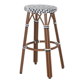 MisterWils Taburete alto de exterior de metal y rat&aacute;n g&eacute;nova