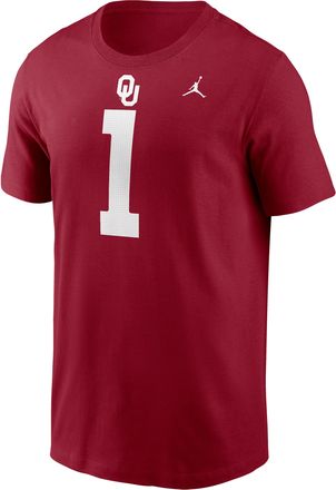 Nike Jordan Mens Oklahoma Jordan Brand College T-Shirt in Red | N19969WCPD-SX5