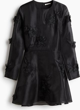 H&M Organzakleid mit Applikationen - Schwarz