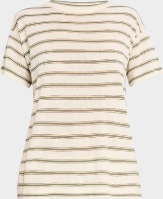 Brunello Cucinelli Metallic Striped Short-Sleeve T-Shirt