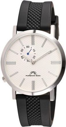 Porsamo Bleu Bennett Silicone Strap Watch, 40mm in Black And White at Nordstrom Rack