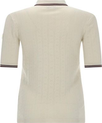 Moncler Knit Cotton Polo Shirt - Ivory