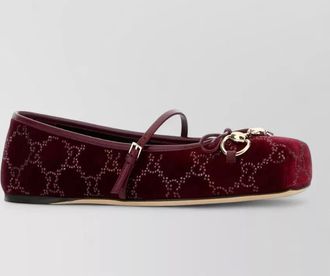 Gucci velvet ballerinas mary jane strap flat