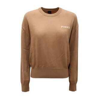 Pinko Martinica Trui - Dames - Ronde hals truien - Beige - XS - Wol - Truien & Vesten