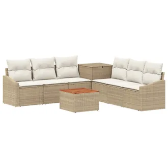 vidaXL Set Di Divani 8 Pz Beige E Bianco Crema Vidaxl