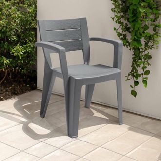 Dmora Sillas De Jard&iacute;n Oberon, Silla De Jardin, Asiento Exterior Multiusos, Banco De Jard&iacute;n, Made In Italy, 60x58 H79 Cm, Antracita - Dmora