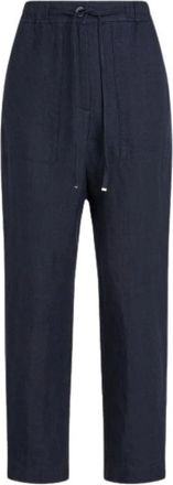 Tommy Hilfiger Linnen Boyfriend Broek - Dames - Straight fit broeken - Blauw - 2XL - Linnen - Broeken