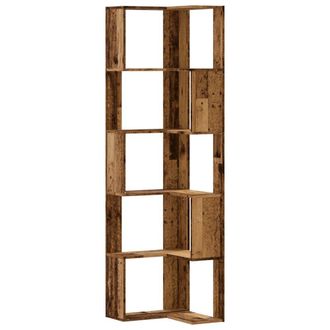 Berkfield Home Corner Bookcase 5-Tier Old Wood 50x50x179 cm Engineered Wood in Brown | Size: 50 x 50 x 179 cm