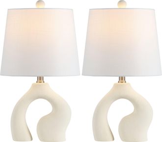 Jonathan Y Designs Tula Scandinavian Minimalist Ceramic Arch LED Table Lamp