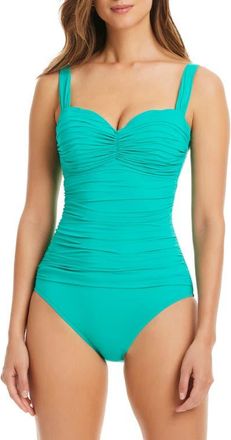 Bleu Rod Beattie Kore Shirred Underwire One-Piece Swimsuit in Hippie Fish at Nordstrom, Size 12
