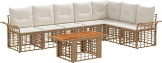 vidaXL Conjunto De Sof&aacute;s De Jard&iacute;n 8 Uds. Natural Y Crema Vidaxl