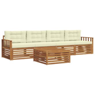 vidaXL Conjunto De Sof&aacute;s De Exterior Con Coj&iacute;n 5 Pcs Natural Y Crema Vidaxl